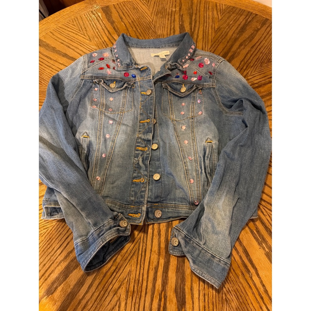 EST. 1946 Denim Women Blue Embellished Rhinestone Wild At Heart Jacket Large